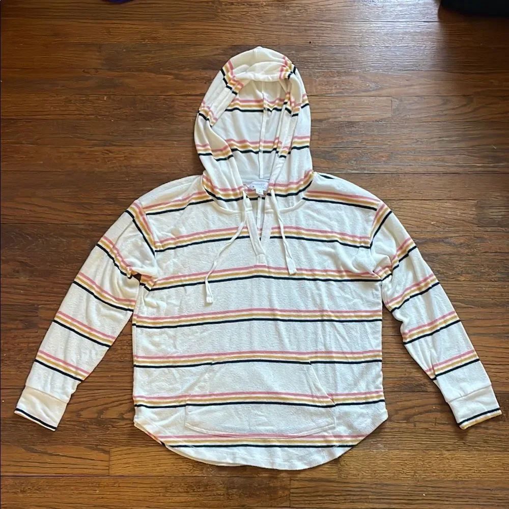 Stitch Fix Market & Spruce Pink, Yellow, Navy and White Striped Hoodie